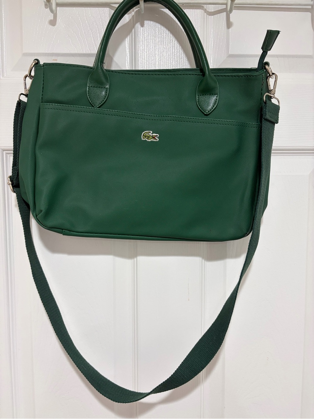 Women’s LACOSTE Green Purse~Crossbody Bag~ Handles & Strap~Inside Compartments